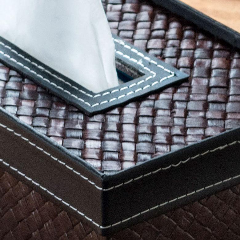 ティッシュケース パンダン フェイクレザー ティッシュケース ブラウン バリ雑貨 アジア雑貨 おしゃれ ティッシュカバー 10660 | ブランド登録なし | 02