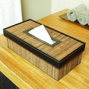 パームリディにフェイクレザーをデコレーションしたティッシュケース アジア工房 10662 | ブランド登録なし