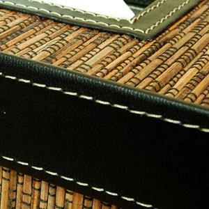 パームリディにフェイクレザーをデコレーションしたティッシュケース アジア工房 10662 | ブランド登録なし | 02