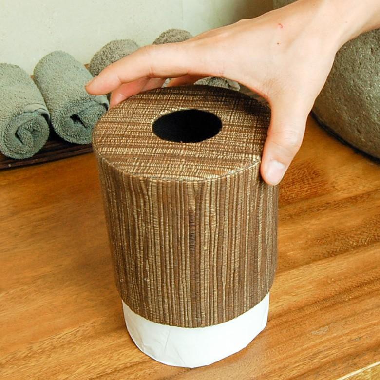 トイレットペーパーケース ティッシュケース ロールペーパーホルダー ウォーターヒヤシンス編み ブラウン 底なし アジアン バリ雑貨 10664 | ブランド登録なし | 01