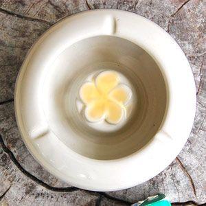アジアン雑貨 プルメリアがデザインされた陶器の丸い灰皿 アジア工房 10693 | ブランド登録なし | 02