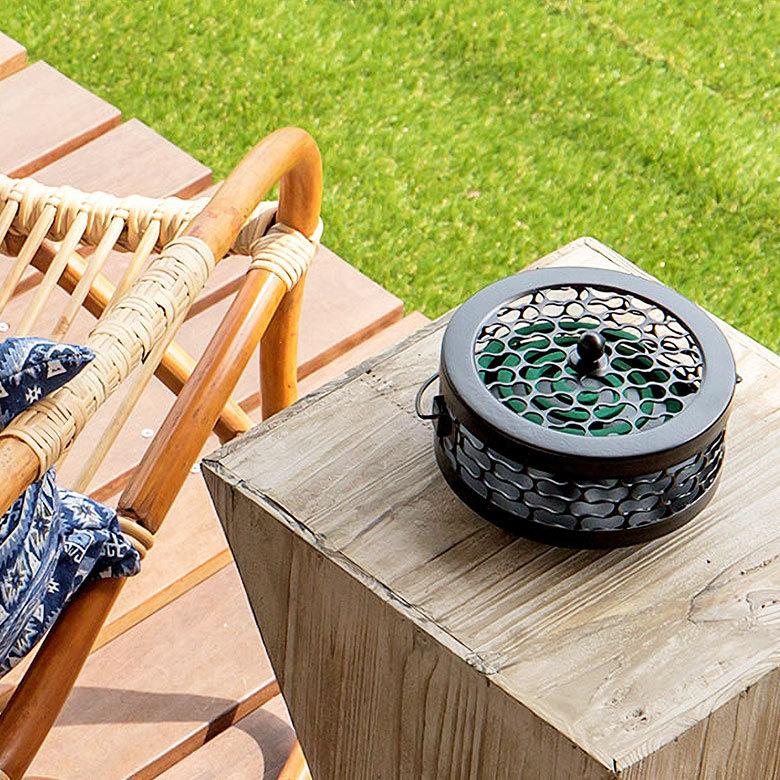 蚊取り線香ホルダー 蚊取り線香入れ 立て おしゃれ ガラス スチール 黒 アウト ドア 虫除けインテリア アジア工房 10770 | ELEMENTS（インテリア） | 13