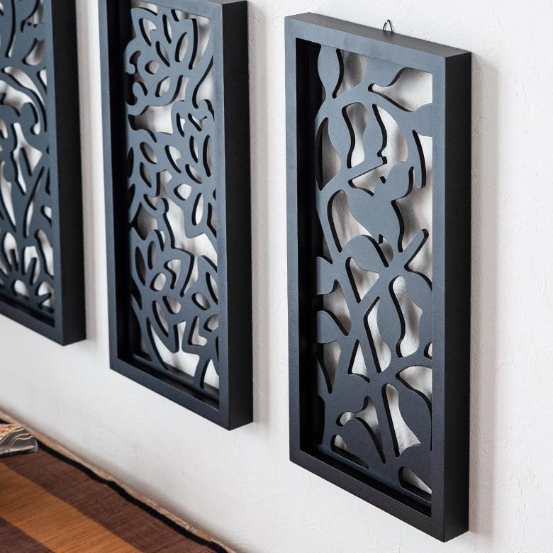 アートパネル レリーフ 壁掛け 木製 約20×40cm リーフ 植物 壁飾り 木彫り 彫刻 モダン アジアン雑貨 バリ雑貨 エスニック 10777 | ブランド登録なし | 10