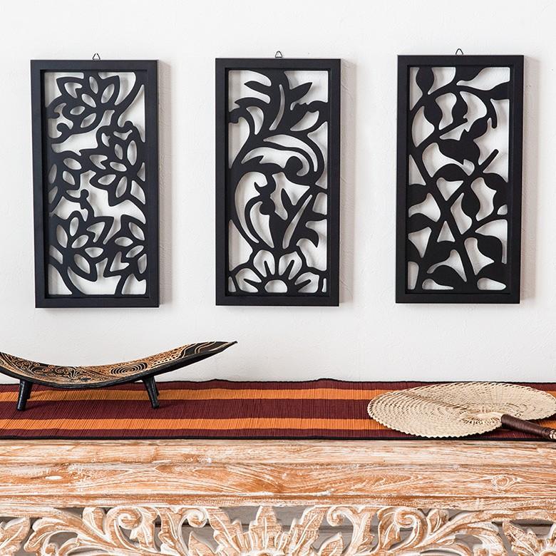 アートパネル レリーフ 壁掛け 木製 約20×40cm リーフ 植物 壁飾り 木彫り 彫刻 モダン アジアン雑貨 バリ雑貨 エスニック 10777 | ブランド登録なし | 09