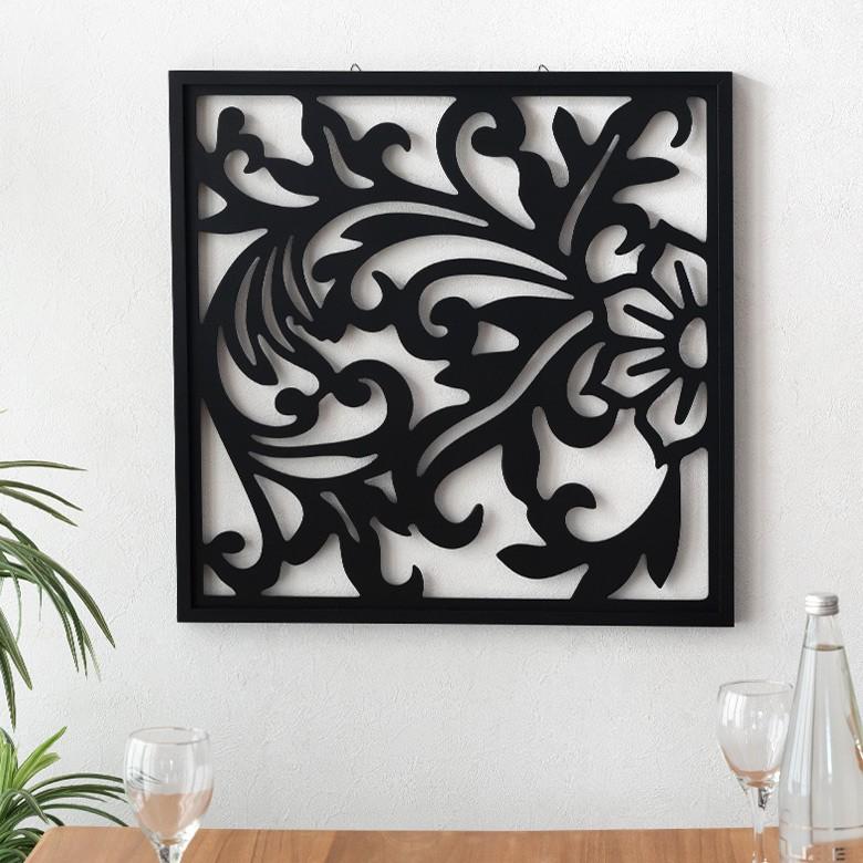 アートパネル 壁掛け レリーフ 木製 約60×60cm 南国リゾート 壁飾り 木彫り 彫刻 モダン アジアン雑貨 バリ雑貨 おしゃれ 10783 | ブランド登録なし | 10