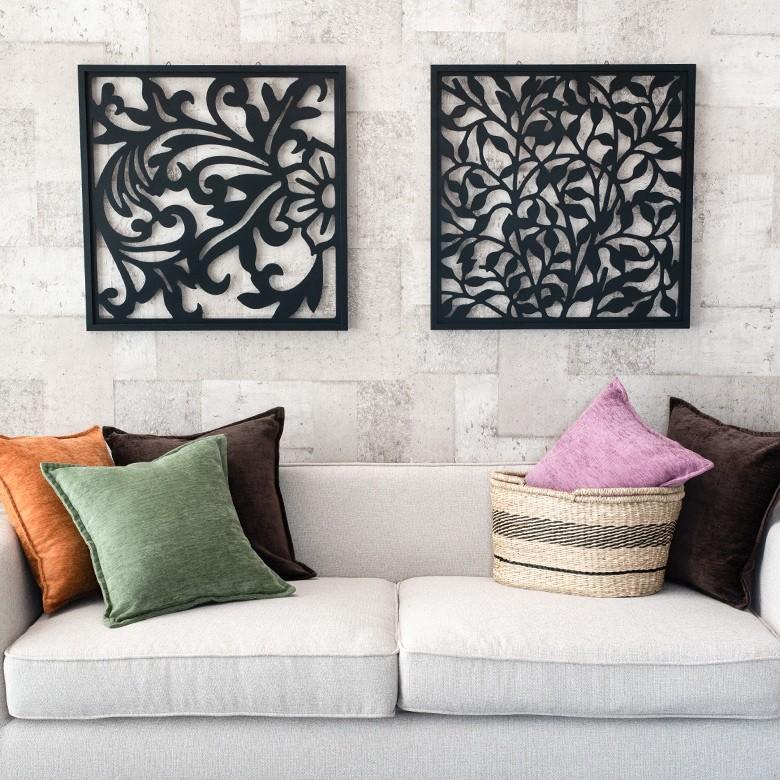 アートパネル 壁掛け レリーフ 木製 約60×60cm 南国リゾート 壁飾り 木彫り 彫刻 モダン アジアン雑貨 バリ雑貨 おしゃれ 10783 | ブランド登録なし | 12