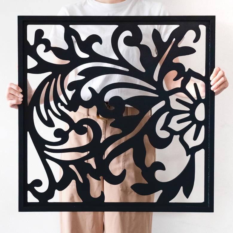 アートパネル 壁掛け レリーフ 木製 約60×60cm 南国リゾート 壁飾り 木彫り 彫刻 モダン アジアン雑貨 バリ雑貨 おしゃれ 10783 | ブランド登録なし | 02