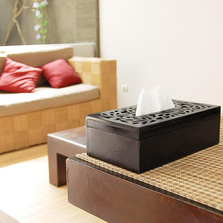 ティッシュケース ロータスをモチーフにした彫刻のティッシュケース アジア工房 10802 | ブランド登録なし | 02