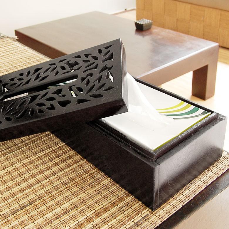 ティッシュケース ロータスをモチーフにした彫刻のティッシュケース アジア工房 10802 | ブランド登録なし | 04