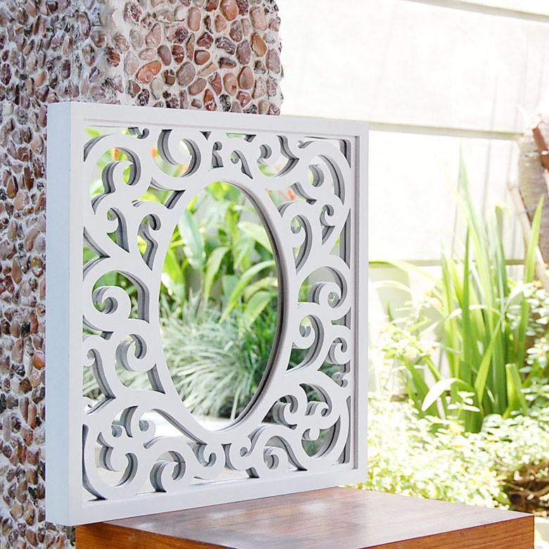 アジアン雑貨 オリエンタルな模様のアートミラー ホワイト 10806 | ブランド登録なし | 05