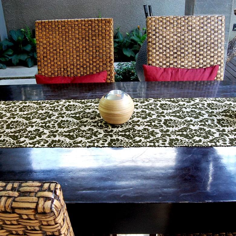 テーブルランナー テーブルセンター 布 タペストリー クロス ファブリック ウォーターヒヤシンス製 ブラック×ナチュラル アジア工房 10824 | ブランド登録なし | 03