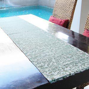 テーブルランナー ウォーターヒヤシンス製 ホワイト×ターコイズ アジア工房 10825 | ブランド登録なし | 03