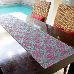 テーブルランナー ウォーターヒヤシンス製 ターコイズ×ピンク アジア工房 10827 | ブランド登録なし | 03
