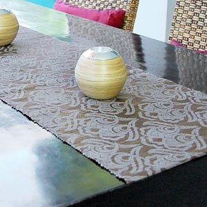 テーブルランナー ウォーターヒヤシンス製 ダークオリーブ×グレー アジア工房 10829 | ブランド登録なし