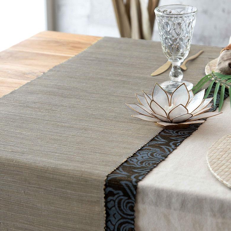 テーブルランナー ウォーターヒヤシンス製 テーブルセンター クロス グレー アジアン エスニック 10831 | ブランド登録なし | 01