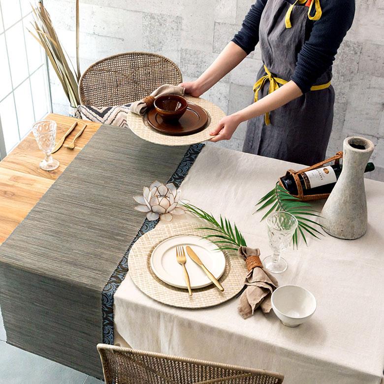 テーブルランナー ウォーターヒヤシンス製 テーブルセンター クロス グレー アジアン エスニック 10831 | ブランド登録なし | 03