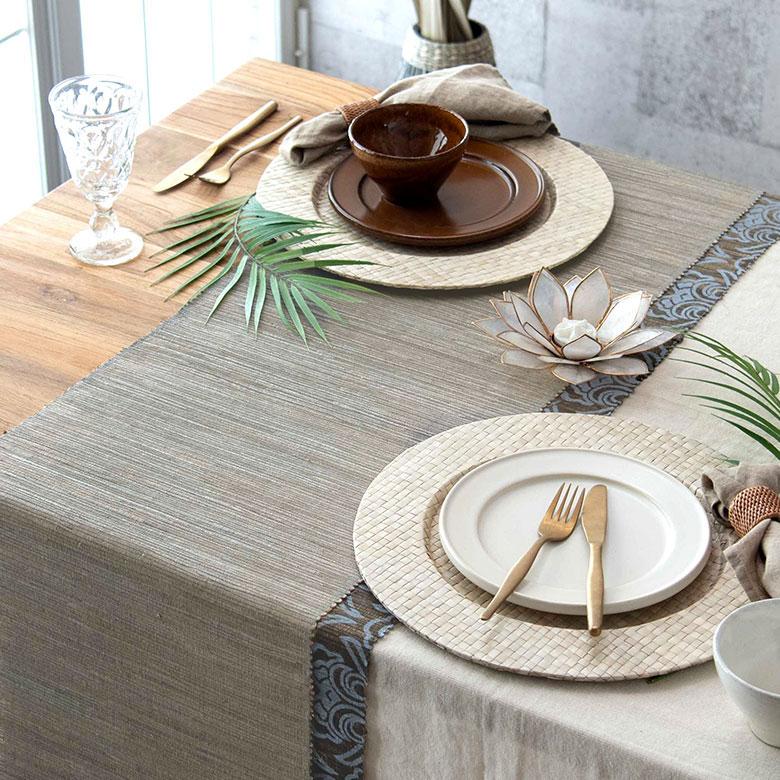 テーブルランナー ウォーターヒヤシンス製 テーブルセンター クロス グレー アジアン エスニック 10831 | ブランド登録なし | 05