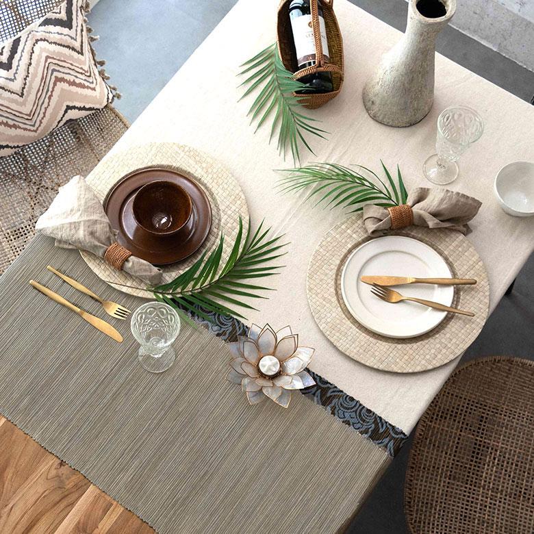 テーブルランナー ウォーターヒヤシンス製 テーブルセンター クロス グレー アジアン エスニック 10831 | ブランド登録なし | 07