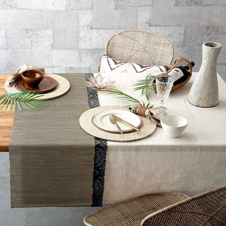 テーブルランナー ウォーターヒヤシンス製 テーブルセンター クロス グレー アジアン エスニック 10831 | ブランド登録なし | 08