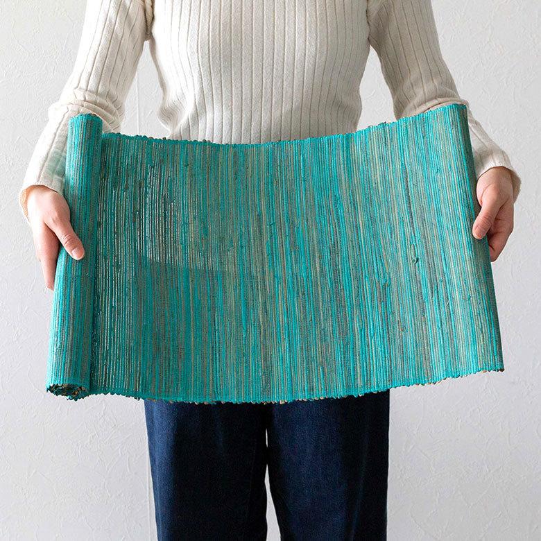 テーブルランナー ウォーターヒヤシンス製 テーブルセンター クロス ターコイズブルー アジアン エスニック 10833 | ブランド登録なし | 03