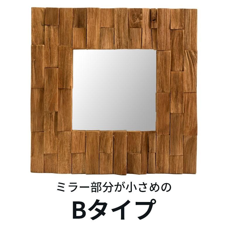 ミラー 壁掛け 卓上 鏡 金具付き アジアン チークウッド ナチュラル 正方形 ウォールデコレーション  バリ雑貨 エスニック おしゃれ 1086 | ブランド登録なし | 06