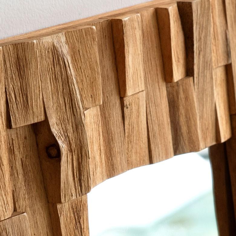 ミラー 壁掛け 卓上 鏡 金具付き アジアン チークウッド ナチュラル 正方形 ウォールデコレーション  バリ雑貨 エスニック おしゃれ 1086 | ブランド登録なし | 11