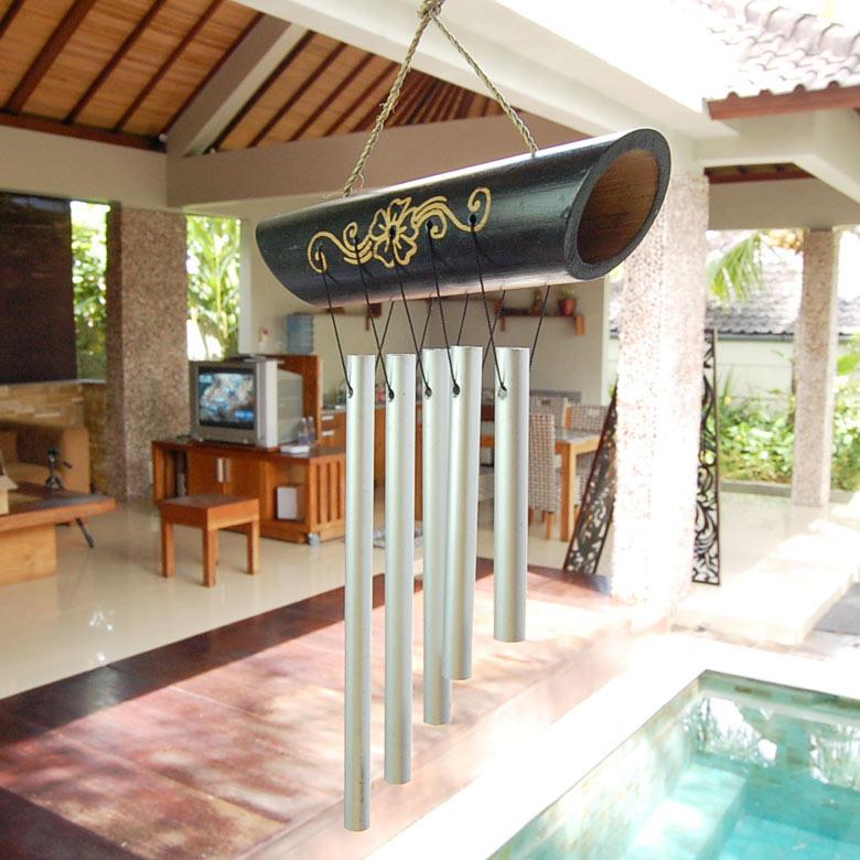 バンブーとアルミで出来た小さな民族模様の優しい音色の風鈴 ウィンドチャイム バリ 雑貨 アジア雑貨 アジアン雑貨 ウインドチャーム 風りん 10917 | ブランド登録なし | 02