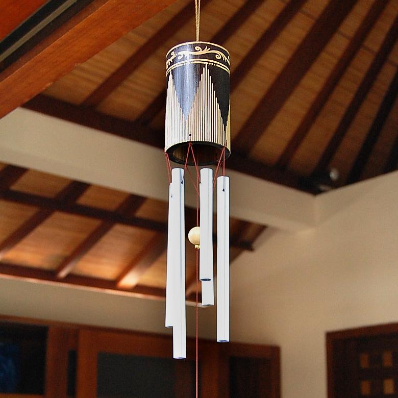 バンブーとアルミで出来た民族模様の優しい音色の風鈴 ウィンドチャイム バリ アジアン雑貨 バリ島 ウインドチャーム 風りん ナチュラル ふうりん 10918 | ブランド登録なし | 06