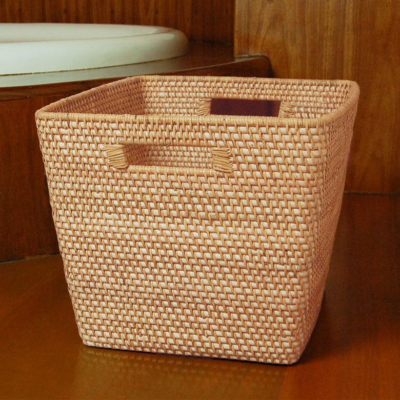 バスケット カゴ 収納 取手付き 脱衣カゴ ナチュラル ラタン おもちゃ 雑貨 アジアン おしゃれ 10927 | ブランド登録なし