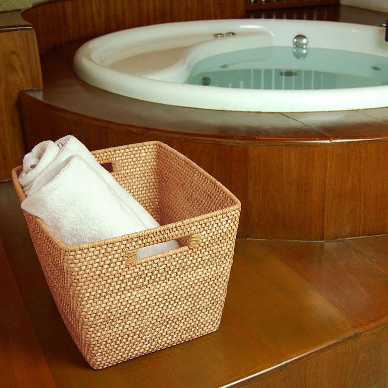 バスケット カゴ 収納 取手付き 脱衣カゴ ナチュラル ラタン おもちゃ 雑貨 アジアン おしゃれ 10927 | ブランド登録なし | 07