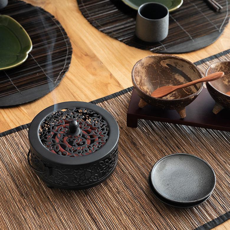 蚊取り線香入れ 蚊取り線香ホルダー 蚊取り線香立て おしゃれ 5個セット ロータス蓮柄 蚊遣り 蚊やり スチール製 ブラック 黒 虫よけ対策 アジア工房 10 | ブランド登録なし | 18