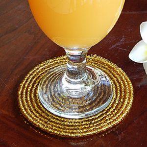 コースター ビーズ おしゃれ 円形 丸型 丸い カフェ 店舗 ホテル 旅館 ゴールド 金 アジア工房 11315 | ブランド登録なし