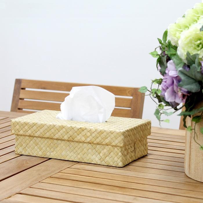 パンダンで編まれた折り畳みティッシュケースカバー ナチュラル アジア工房 11359 | ブランド登録なし | 08