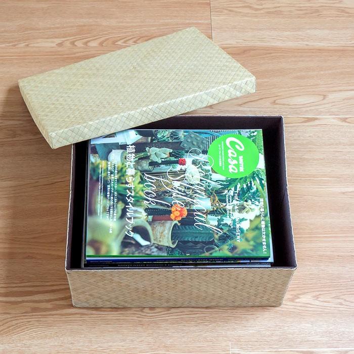 パンダンの折畳み収納ボックス バスケット フタ付き 収納 カゴ 小物入れ バリ モダン おしゃれ 収納ケース 収納箱 バリ雑貨 アジア工房 11376 | ブランド登録なし | 01