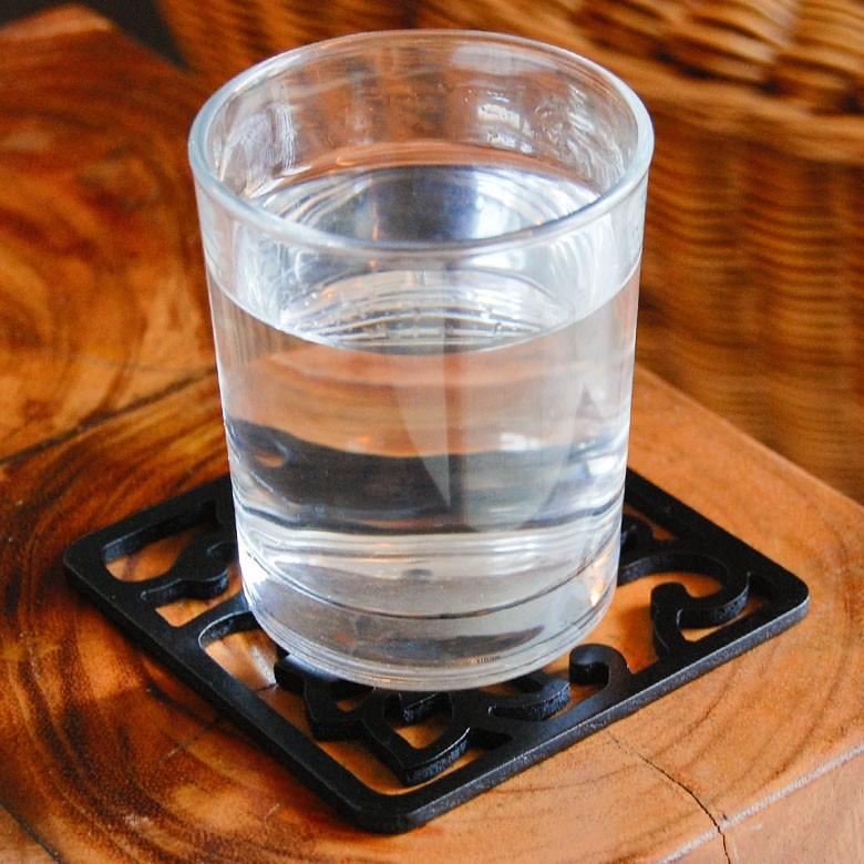 コースター 木製 円形 丸型 ソーサー モダン アジアン ブラック キッチン雑貨 カフェ 敷物 オリエンタルモチーフ 花型 11383 | ブランド登録なし | 05