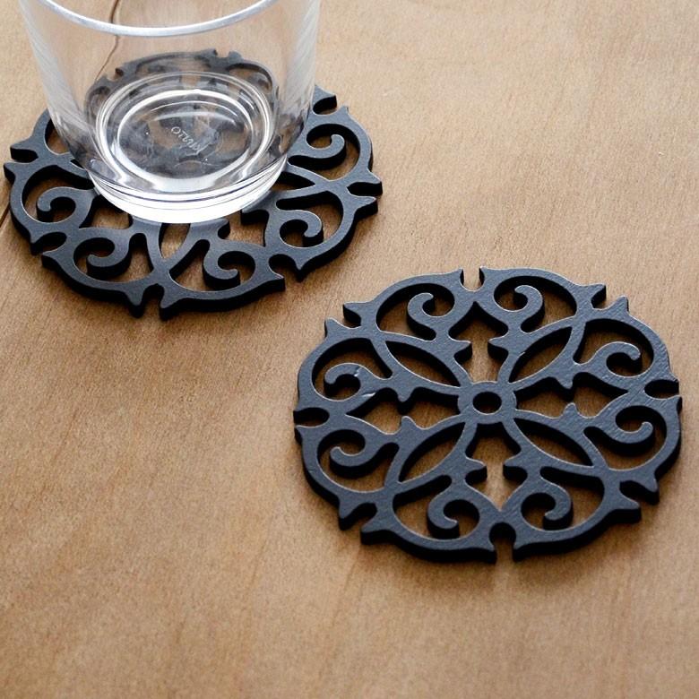 コースター 木製 円形 丸型 ソーサー モダン アジアン ブラック キッチン雑貨 カフェ 敷物 オリエンタルモチーフ 花型 113 Elements 通販 Yahoo ショッピング