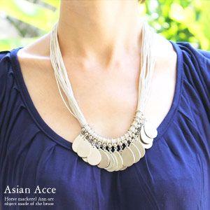 しずくのメタルプレートがついたワックスコードのネックレス アジア工房 11445 | ブランド登録なし