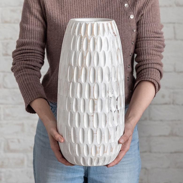 花瓶 花器 鉢カバー 傘立て かさたて ウッド オブジェ インテリア 収納 入れ物 置物 置き物 木製 リビング アンティーク 白 玄関 リゾート アジア工房 11506 | ブランド登録なし | 06