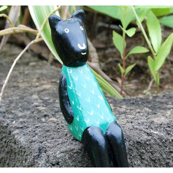 ちょこんとお座りしたバリの黒クマ木彫りオブジェ 11539 | ブランド登録なし | 01