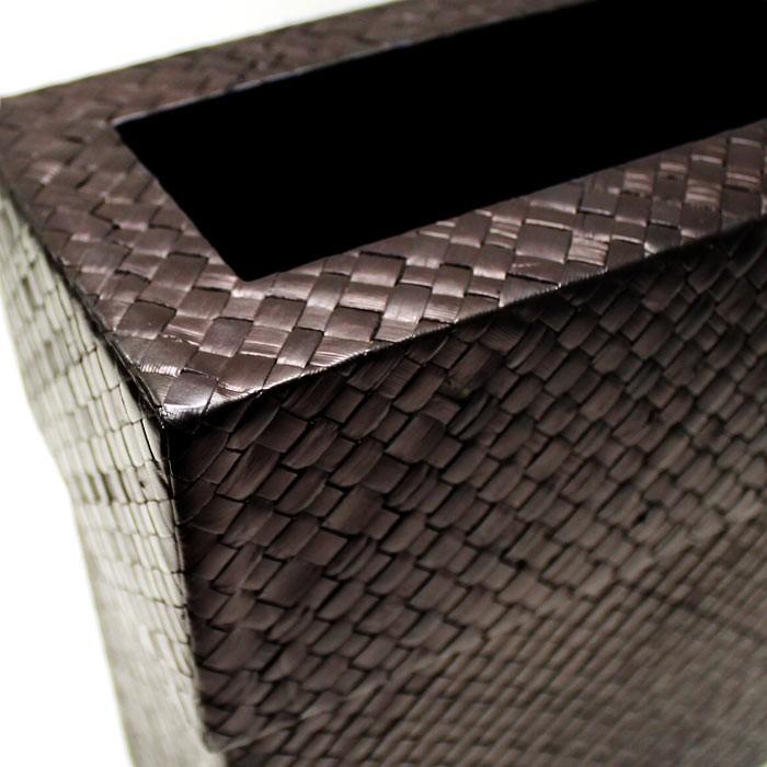 ゴミ箱 フタ付き おしゃれ ダストボックス 蓋付き くずかご スリム モダン アジアン 寝室 バリ雑貨 パンダン ダークブラウン アジア工房 11560 | ブランド登録なし | 05