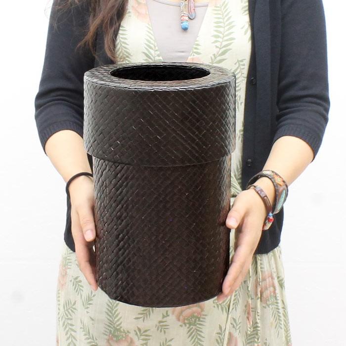 ゴミ箱 おしゃれ フタ付き ダストボックス くずかご 蓋付き 丸型 円形 丸い モダン アジアン 見えない リビング 寝室 パンダン アジア工房 11561 | ブランド登録なし | 02