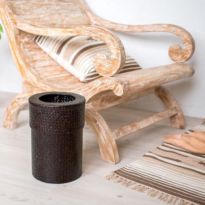 ゴミ箱 おしゃれ フタ付き ダストボックス くずかご 蓋付き 丸型 円形 丸い モダン アジアン 見えない リビング 寝室 パンダン アジア工房 11561 | ブランド登録なし | 03