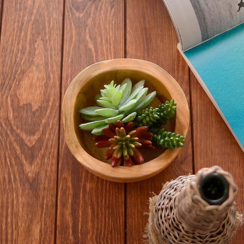 天然チークウッドのボウル型プランターカバー Sサイズ アジア工房 11587 | ELEMENTS（インテリア） | 03