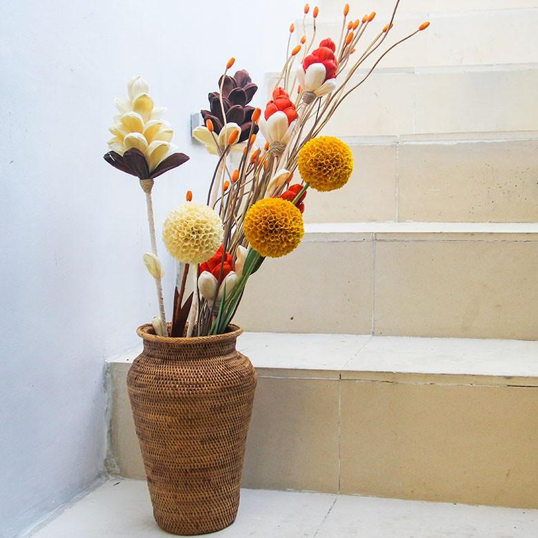 造花 アートプランツ オブジェ イエロー アーティフィシャルフラワー フェイク インテリア デコレーション バリ 雑貨 置き物 花飾り アジア工房 11591 | ブランド登録なし | 02