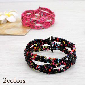 アジアンアクセサリー ビーズで作られたクロスバングル 2色展開 アジア工房 1160 | ブランド登録なし