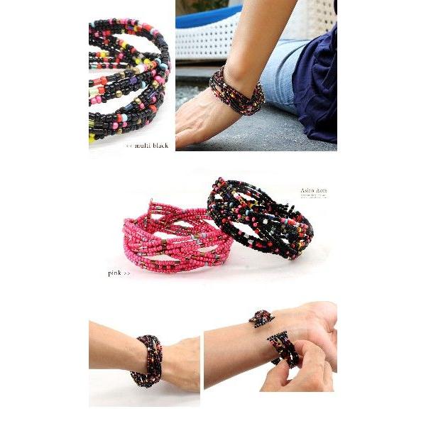 アジアンアクセサリー ビーズで作られたクロスバングル 2色展開 アジア工房 1160 | ブランド登録なし | 01