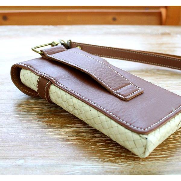 パンダンとレザーで出来たストラップ付きスマホケース アジア工房 11611 | ブランド登録なし | 04