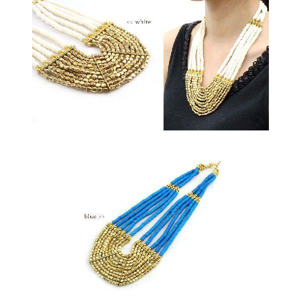鮮やかビーズのエキゾチックネックレス３色展開 アジア工房 1166 | ブランド登録なし | 01