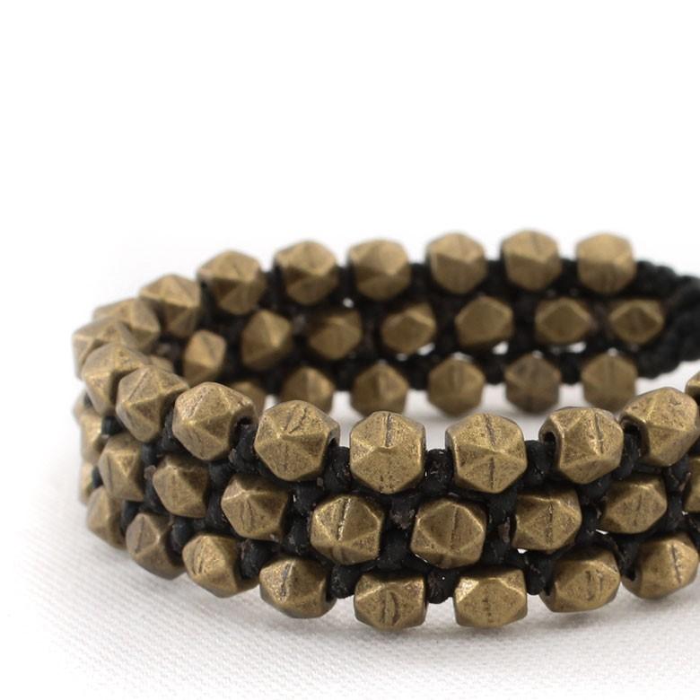 ブレスレット ビーズ ３連 ゴールド アンティーク調 アジアン エスニック スタッズ アクセサリー おしゃれ 真鍮 11682 | ブランド登録なし | 02