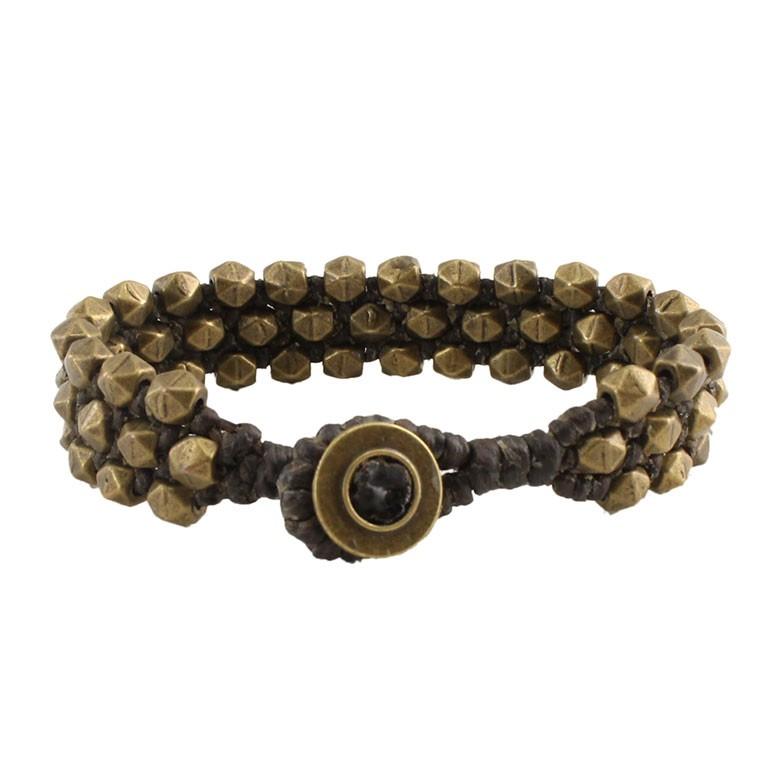 ブレスレット ビーズ ３連 ゴールド アンティーク調 アジアン エスニック スタッズ アクセサリー おしゃれ 真鍮 11682 | ブランド登録なし | 04